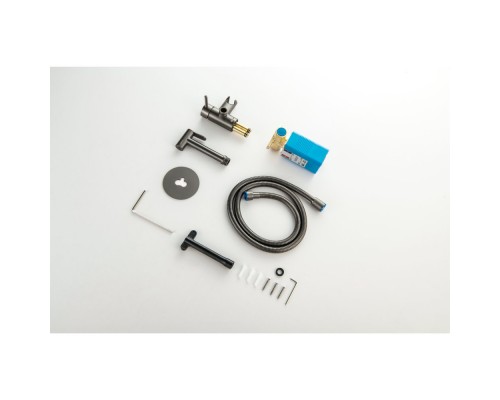 AQ1021BGM ЕВРОПА комплект для гигиенического душа встроенный (смеситель + гигиеническая лейка + шланг), оружейная сталь (шлиф. черный хром) AQ1021BGM