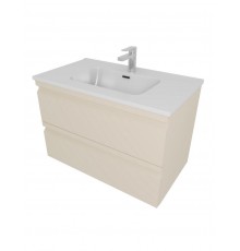 AQ77060-LC Комплект мебели: Тумба 60см ВЕГА с раковиной AQ0460-00, 2 ящика, цвет капучино светлый AQ77060-LC