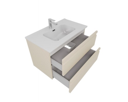 AQ77060-LC Комплект мебели: Тумба 60см ВЕГА с раковиной AQ0460-00, 2 ящика, цвет капучино светлый AQ77060-LC