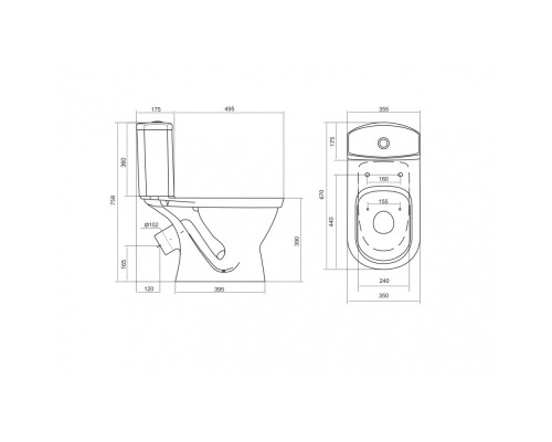 1.WH30.2.140 АЛЬКОР унитаз-компакт, диагон.выпуск, анвп (2 режима, дюро,метал.креп) 1.WH30.2.140
