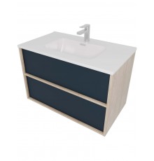 AQ66080-DO-MG Комплект мебели:Тумба 80 см ЛИБРА с раковиной AQ0480-00, 2 ящика,цвет фасадов серый мат, корпус дуб давос AQ66080-DO-MG