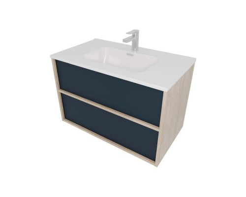 AQ66080-DO-MG Комплект мебели:Тумба 80 см ЛИБРА с раковиной AQ0480-00, 2 ящика,цвет фасадов серый мат, корпус дуб давос AQ66080-DO-MG