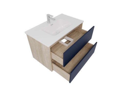 AQ66080-DO-MG Комплект мебели:Тумба 80 см ЛИБРА с раковиной AQ0480-00, 2 ящика,цвет фасадов серый мат, корпус дуб давос AQ66080-DO-MG