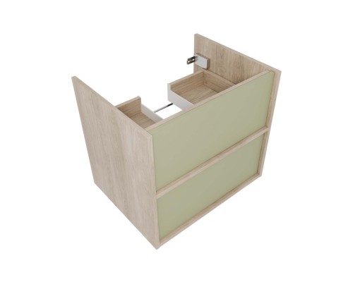 AQ66060-DO-GS Комплект мебели:Тумба 60 см ЛИБРА с раковиной AQ0460-00, 2 ящика,цвет фасадов шалфей зеленый, корпус дуб давос AQ66060-DO-GS