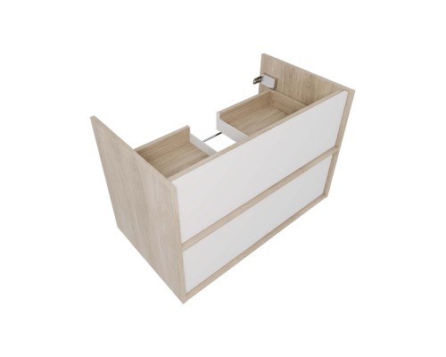 AQ66080-DO-MW Комплект мебели:Тумба 80 см ЛИБРА с раковиной AQ0480-00, 2 ящика,цвет фасадов белый мат, корпус дуб давос AQ66080-DO-MW