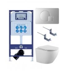 SET AQUATEK ЕВРОПА-068 4в1 (рама AQUATEK INS-0000025 +крепление KKI-0000002 +кнопка KDI-0000068 +унитаз AQ1901-00 +тонкое сиденье sc) SET AQUATEK ЕВРОПА-068 4в1