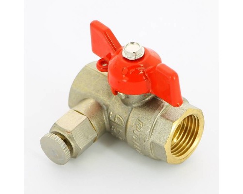 Кран Pride LD ВВ 1/2" с дренажным вентилем (заглушка 1/4") бабочка