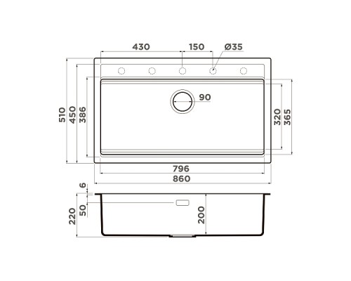 Omoikiri Kitagawa 86-LB-GB Кухонная мойка Artceramic 86x51 см, цвет: графит 4993794