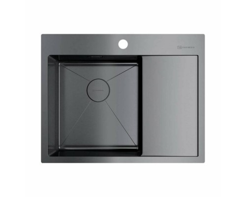 Мойка, OMOIKIRI, Akisame, шгв 650-510-200, отверстия для смесителя-1, чаша слева, цвет-вороненая сталь