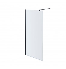 AQ WIW 10020BL Душевая перегородка Walk in с держателем 1000x2000 профиль черный, стекло прозрачное AQ WIW 10020BL