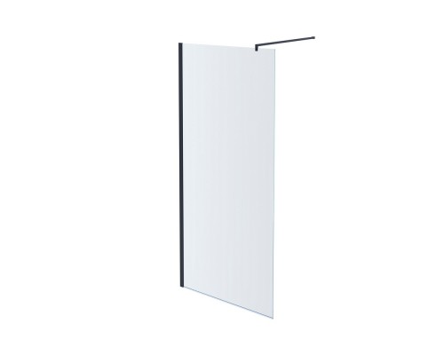 AQ WIW 10020BL Душевая перегородка Walk in с держателем 1000x2000 профиль черный, стекло прозрачное AQ WIW 10020BL