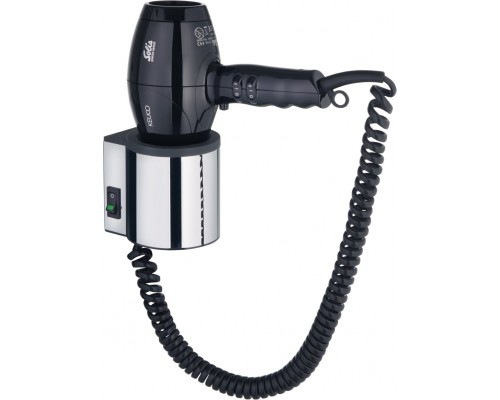 14995010037 PLAN Фен в комплекте с настенным креплением, 220 - 240 В, 50-60 Гц, 3 ступени нагрева макс. до 2000 Вт, 2 скорости, хром/темно-серый 14995010037