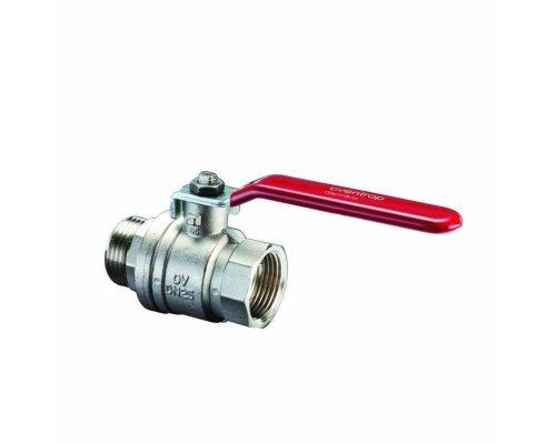 Кран шаровой, Optibal, DN-25, 1, НВ, PN, бар-16, ручка-рычаг из оцинкованной стали, никелированный