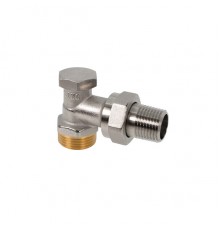 Вентиль, Oventrop, Combi 1R, на обратную подводку, угловой, DN-15, 3/4, 1/2, Н ЕК-Н, латунь никелированная, НГ со штуцером
