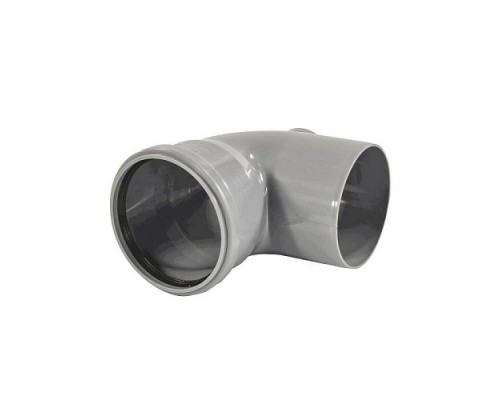 Отвод PP-H с выходом сер б/н Дн110х50х87гр фрон-тыл в/к VALFEX 23124150