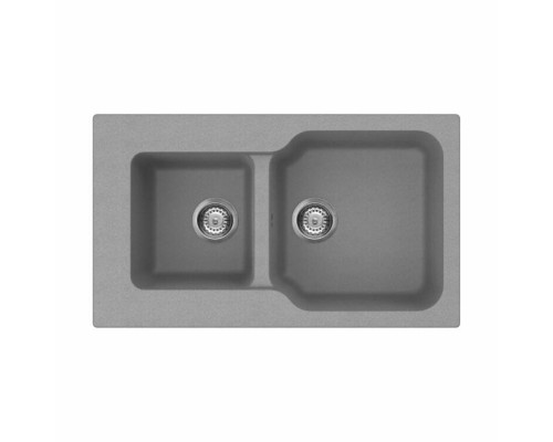 Мойка, OMOIKIRI, Maru, шгв 860-500-220, отверстия для смесителя-6 промаркированных, чаши-2, цвет-Leningrad grey