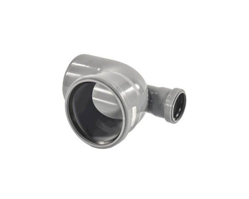 Отвод PP-H с выходом сер б/н Дн110х50х87гр фрон-ввер в/к VALFEX 23125150