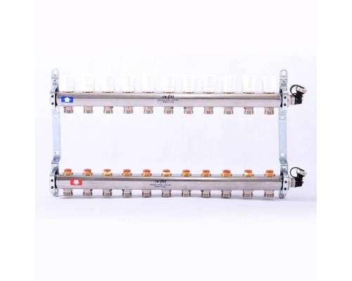 Коллекторная группа 1" Uni-Fitt 451I нерж. сталь 11 выходов 3/4" с балансировочными и термостатическими вентилями