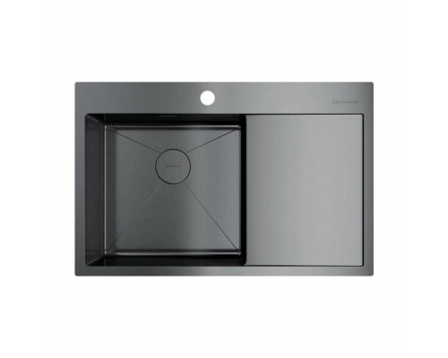 Мойка, OMOIKIRI, Akisame, шгв 780-510-200, отверстия для смесителя-1, чаша слева, цвет-вороненая сталь