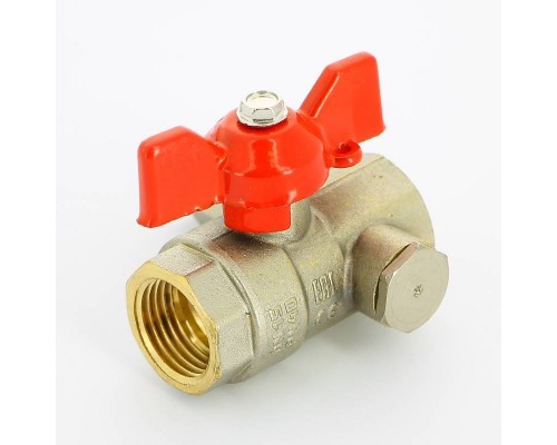 Кран Pride LD ВВ 1/2" с дренажным вентилем (заглушка 1/4") бабочка