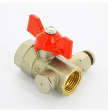 Кран Pride LD ВВ 1/2" с дренажным вентилем (заглушка 1/4") бабочка