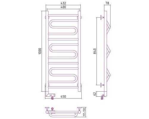 Сунержа Элегия 2.0 Полотенцесушитель электрический 40x100h, лев., цвет: мат. золото 032-5218-1040