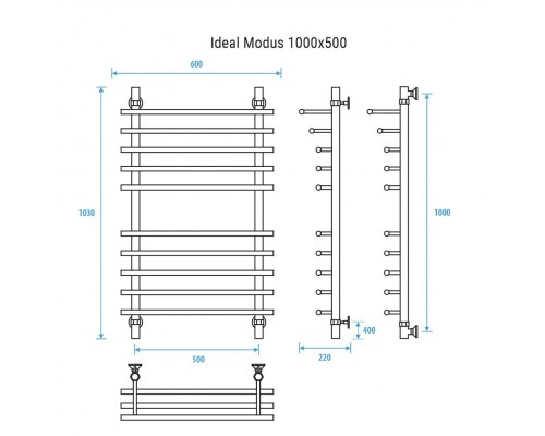 Водяной полотенцесушитель Energy Ideal Modus 1000x500