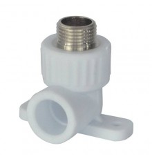 Угольник PP-R бел комб Дн25х3/4" НР с креплением VALFEX 10121125
