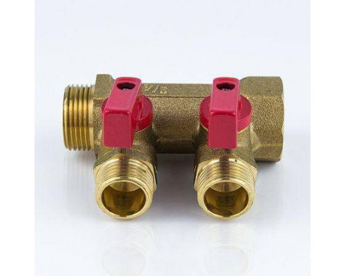 Коллектор лат шар/к красн 3/4" м/р 2в 1/2" н/р 35мм Aquasfera 9026-01