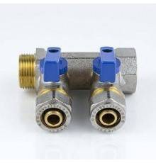 Коллектор лат шар/к син 3/4" м/р 2в Дн16 обжим мп 35мм Aquasfera 7015-01
