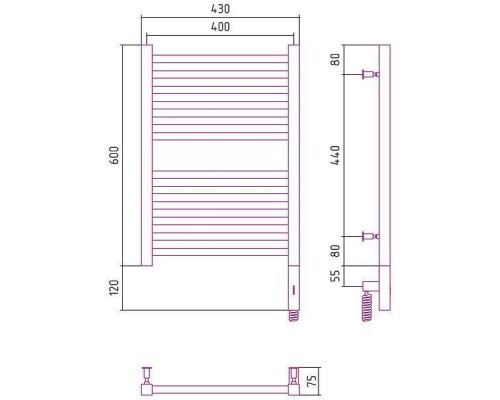 Сунержа Модус 3.0 Полотенцесушитель электрический 40x60h, прав., цвет: мат. белый 30-5701-6040