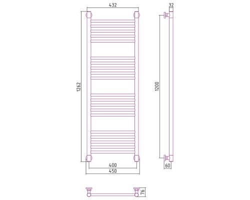 Сунержа Богема  Полотенцесушитель водяной 40x120h, цвет: матовый черный 31-0220-1240