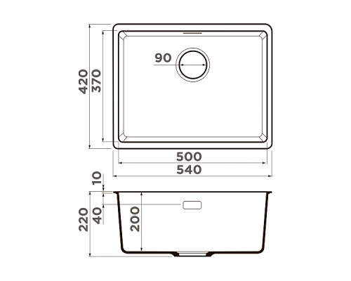 Omoikiri Kata 54-U-SA Кухонная мойка Artgranit 54x42 см, цвет: бежевый 4993424