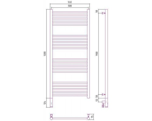 Сунержа Богема 3.0 Полотенцесушитель электрический 50x120h, лев., цвет: состар. бронза 05-5804-1250