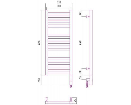 Сунержа Модус 3.0 Полотенцесушитель электрический 30x80h, прав., цвет: шампань 020-5701-8030