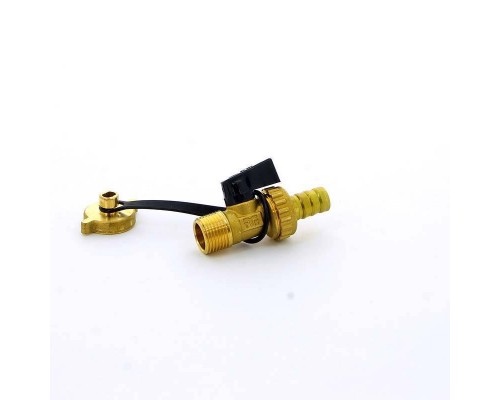 Кран Н со штуцером сливной флажок TIEMME 1/2"