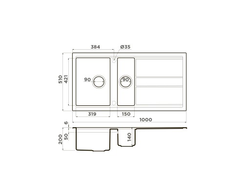 Omoikiri Kitagawa 100-2-WG Кухонная мойка Artceramic 100x51 см, цвет: wind green 4993252
