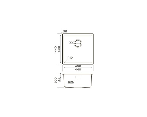 Omoikiri Tadzava 44-U/I Ultra-LG Кухонная мойка нерж. сталь 44x44 см, цвет: светлое золото 4993264