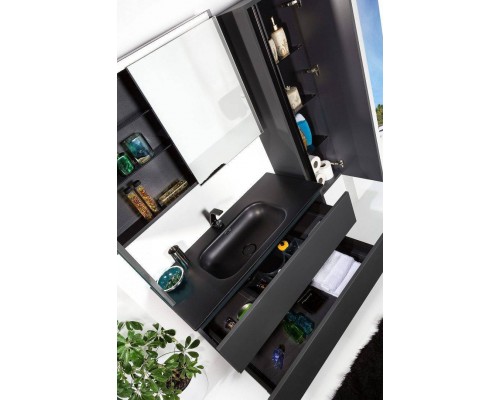 Armadi Art Vallessi Зеркальный шкаф подвесной с подсветкой 80x13x65h см, цвет: антрацит 547-A matt