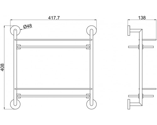 Allen Brau Priority Полочка стеклянная подвесная 41,77x13,8x40,8h см, цвет: графит браш 6.31015-MG