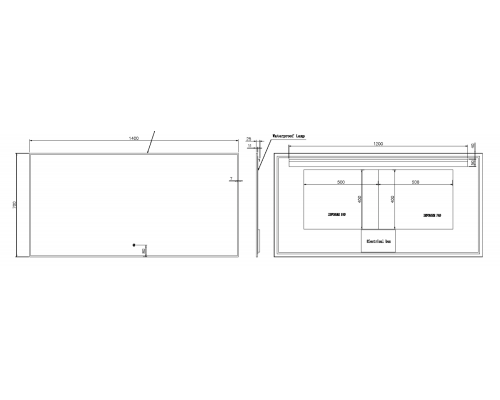 Boheme Зеркало прямоугольное с LED подсветкой  сенсор, антизапотевание 70x140h см, цвет:  золото 543-140-MG