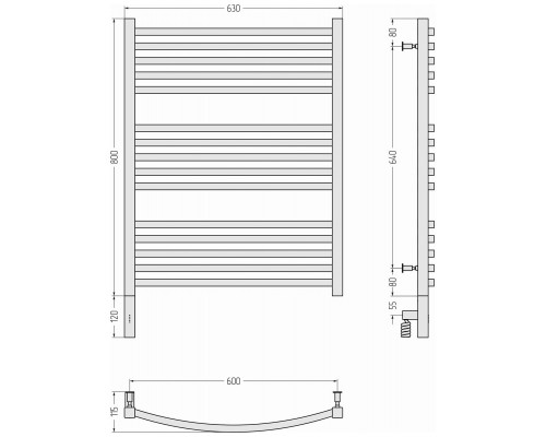 Сунержа Аркус 3.0 Полотенцесушитель электрический 63x92h см, левое, цвет: шампань 020-5704-8060
