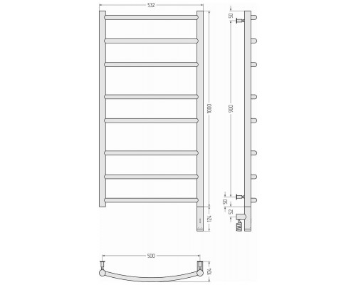Сунержа Галант 3.0 Полотенцесушитель электр. 50x100h см, правое, состар. латунь 051-5801-1050 Сунержа Галант 3.0 Полотенцесушитель электр. 50x100h см, правое, состар. латунь 051-5801-1050