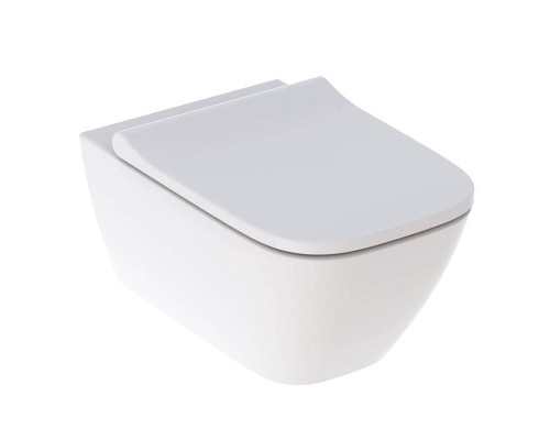 Унитаз подвесной Geberit Smyle Square безободковый, с сиденьем SoftClose и QuickRelease, 54х35 см