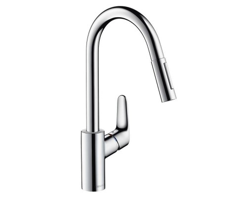 Кухонный смеситель HansGrohe HG Focus 240 однорычажный с вытяжным душем под сталь