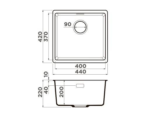 Omoikiri Kata 44-U-BE Кухонная мойка Artgranit 44x42 см, цвет: ваниль 4993401 Omoikiri Kata 44-U-BE Кухонная мойка Artgranit 44x42 см, цвет: ваниль 4993401