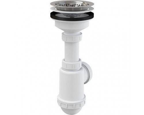 Сифон мойки бут 3 1/2"x40/50 нерж/сетка Alca A446 Сифон мойки бут 3 1/2"x40/50 нерж/сетка Alca A446