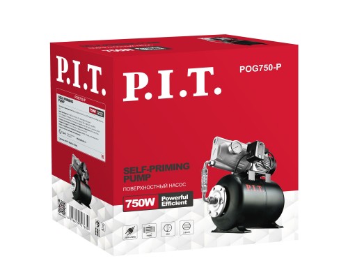 Станция насосная PIT POG750-P (750Вт, напор 45м, бак 24л, произв-ть 46л/мин, чугун)