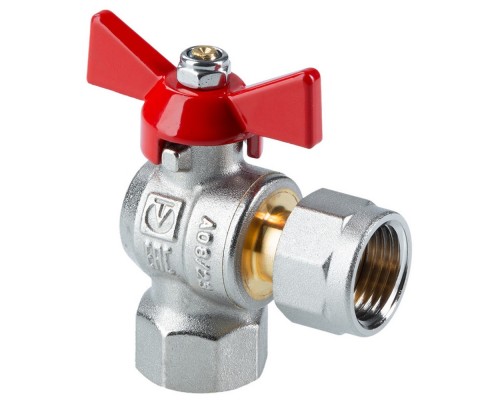 Кран шаровый угловой с накидной гайкой "бабочка" ВВ ВН ВН 1/2" (Valtec VT.266) уп 8 шт