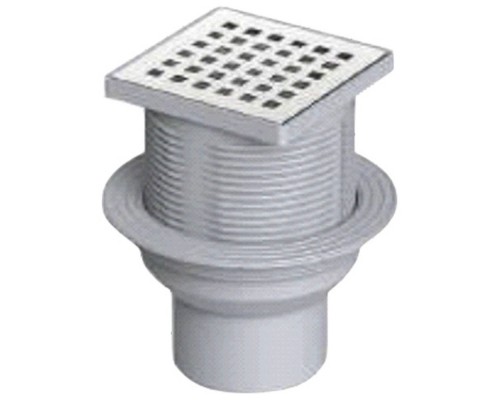 Трап с верт. сливом 50 мм нерж. решетка 100*100 мм регул., комб. затвор VALFEX (VF.031.050K.100.01)